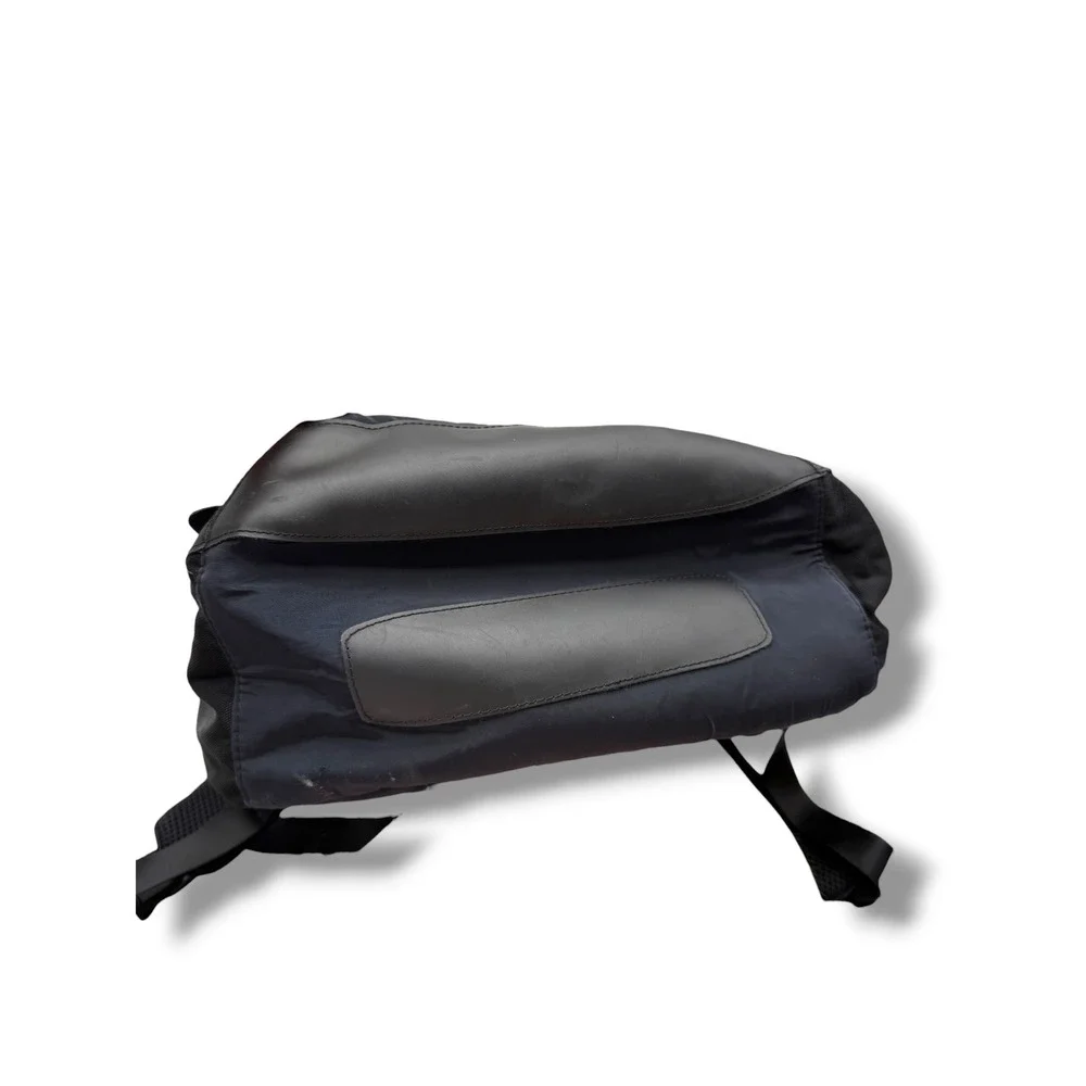 TUMI Harrison Backpack Navy Blue Nylon Black Leather Laptop Travel Business